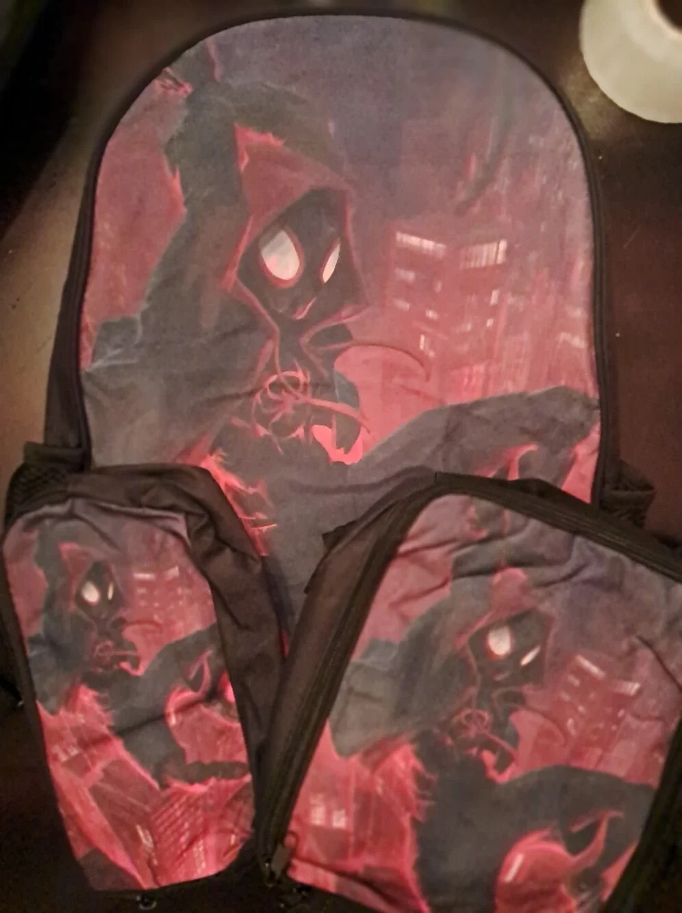 Kids Red & Black Graphic Spider Hero Backpack Set